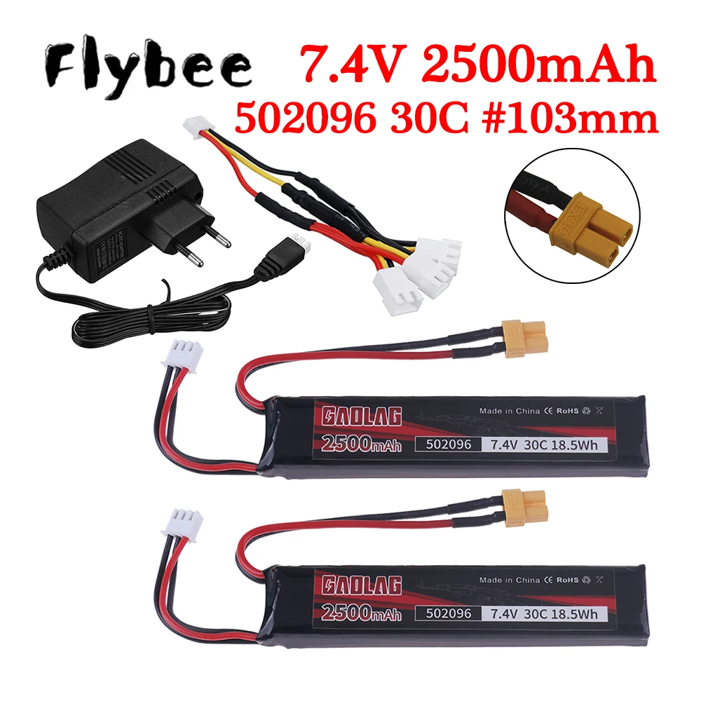 (Spina Xt30) Batteria Per Pistola Ad Acqua 7.4V 2500Mah Caricabatteria Lipo 2S Per Akku Mini Softair Bb Pistola Ad Aria Giocattoli Elettrici Pistole P