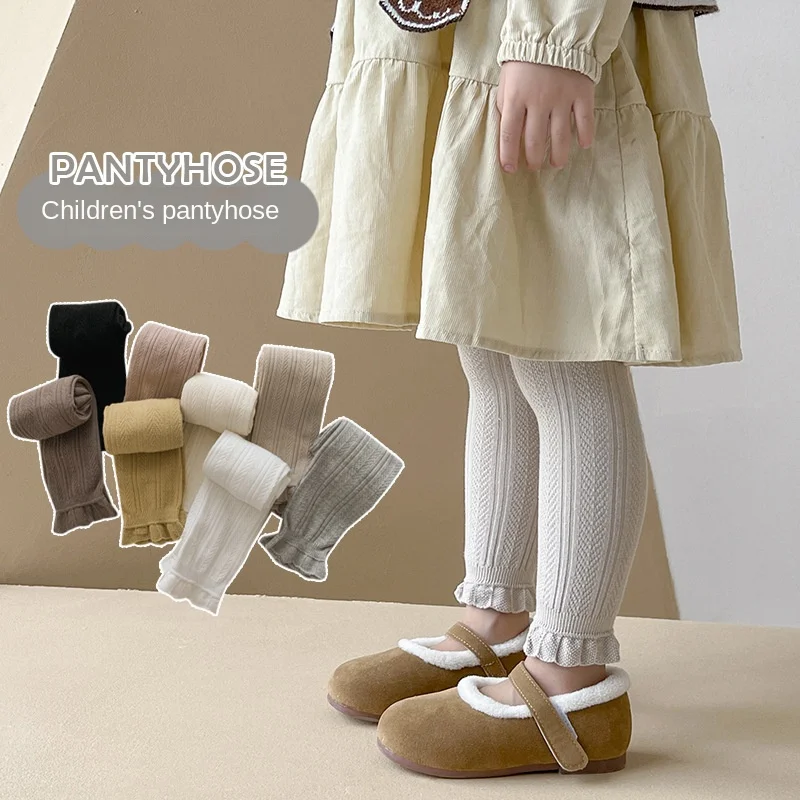 

Warm Girls Leggings Solid Color Cotton Baby Leggings Lace Flower Skinny Pants Girl Pants Kids Children Trousers 1-8 Years