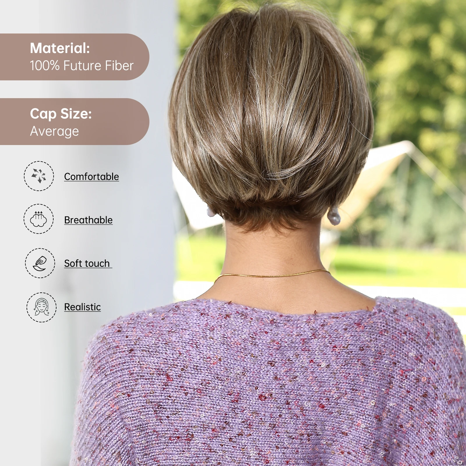 MONO Lace Frontal Synthetic Wigs Short Straight Bob Wig Highlight Gray Brown Blonde Mixed Wig For Women Daily Wig Heat Resistant