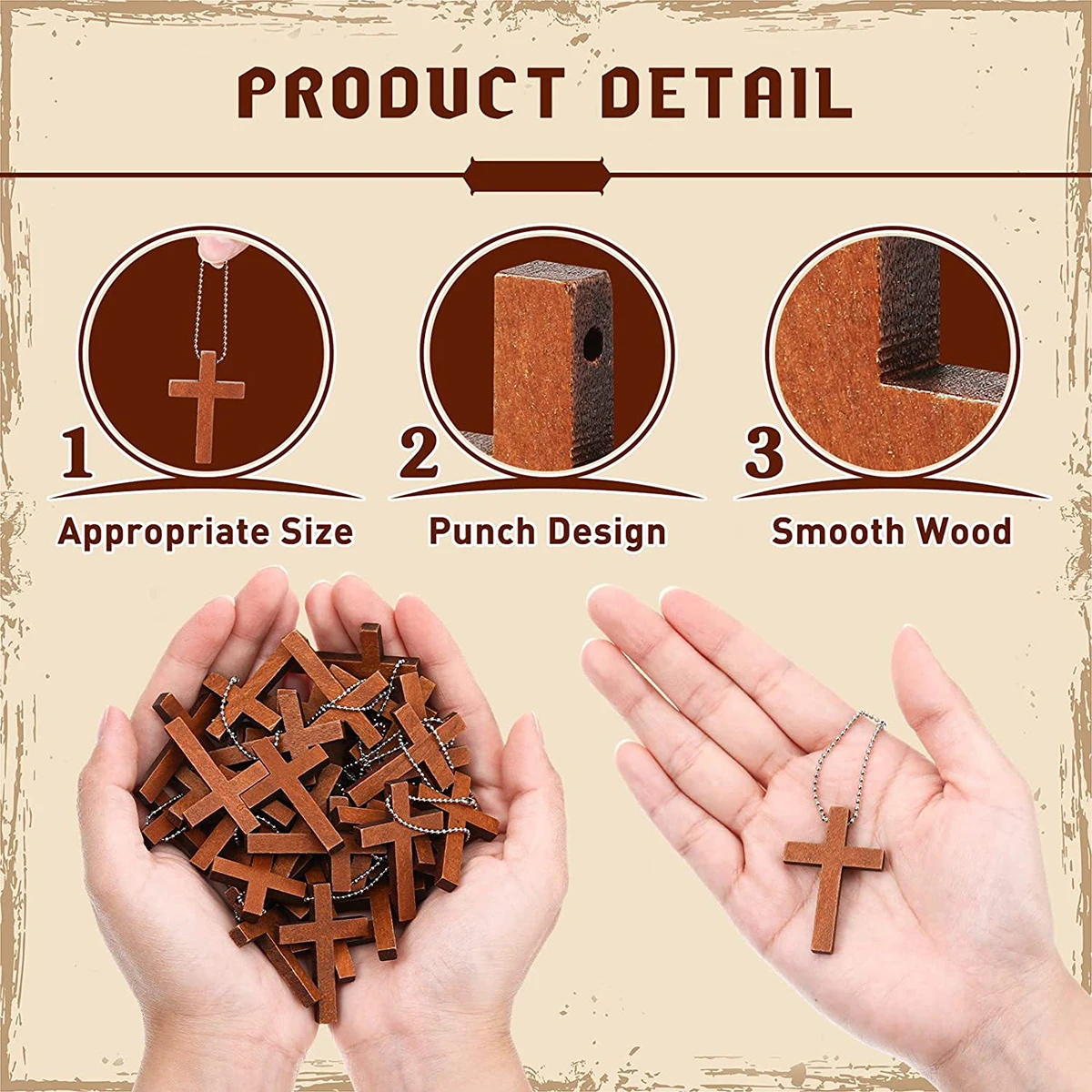 Wooden Cross 10/20/30/40pcs Home Decoration Handmade Christian Cross Pattern Ornamentation