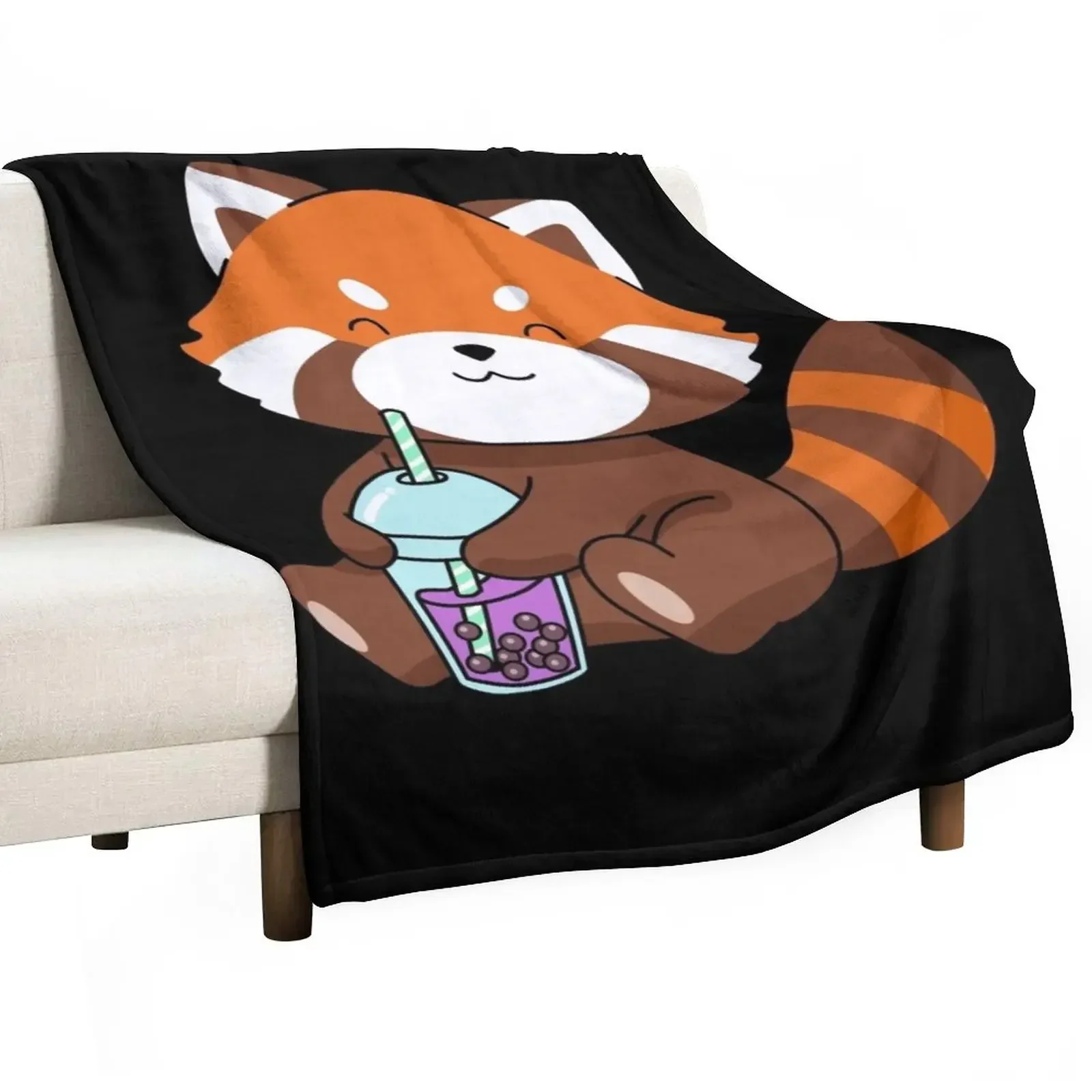 Bubble Tea Gift Girls Red Panda Boba Tea Bubble Tea Throw Coperta Divano Letto Divano Trapunta Coperte