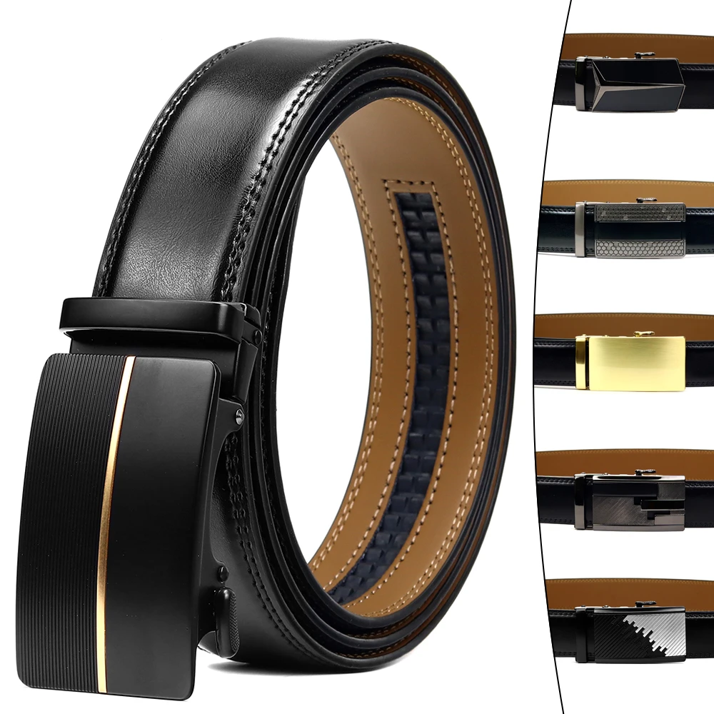 Men's Belt Cowhide Black Genuine Leather High Quality Automatic Buckle Belt Luxury Design Multiple StylesMen Belt Designer Belt