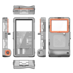 Enhanced Universal Waterproof Phone Case - 15m/50ft Durability for Professional Underwater Photography, IP68 - Rated Protection (Gray Orange)