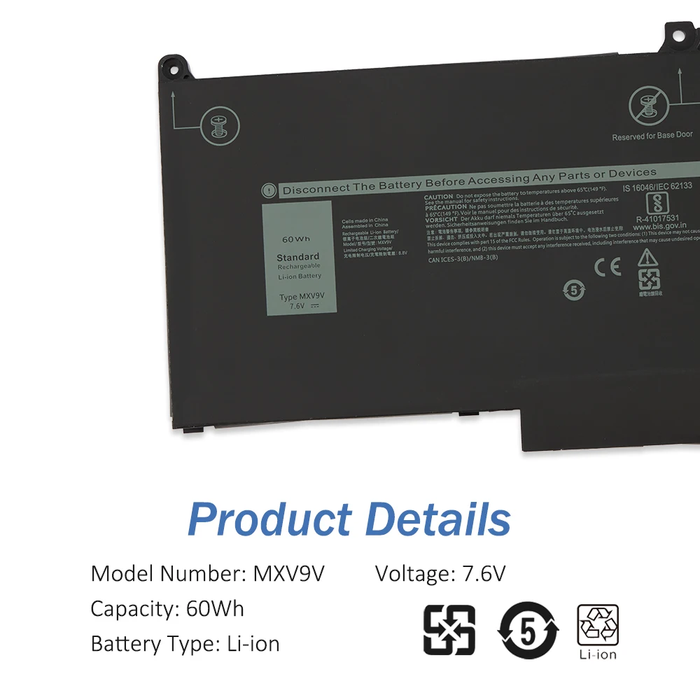 Dell Latitude 7300 7400 5300 5310, 2 em 1, 60Wh 7500mAh, 7500mAh