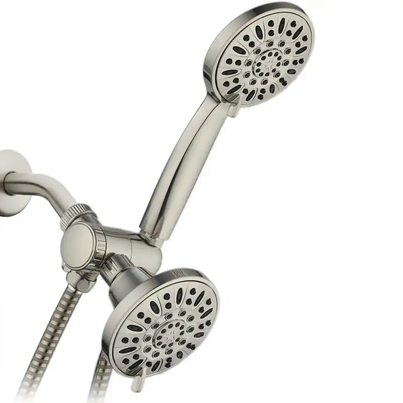 

48-Setting Luxury 3-Way Dual Shower Head Combo, Brushed Nickel Fan with water spray Duschkopf Shower with hose Ducha para baños