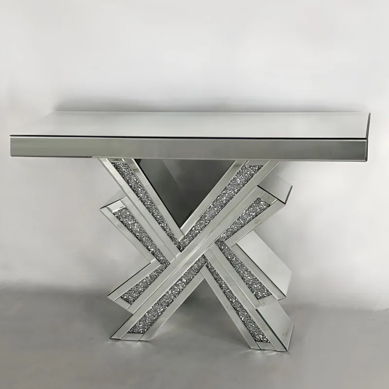 Mesa de Entrada Espelhada Europeia Moderna para Hotel e Clubes, Mesa Decorativa de Entrada