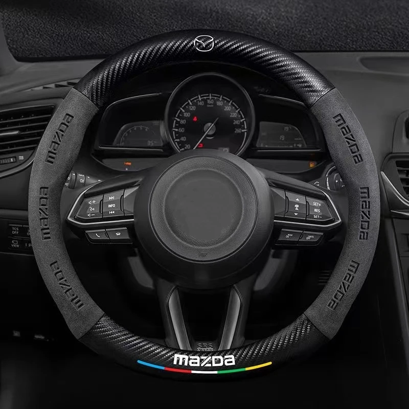 3d Embossing Leather Car Steering Wheel Cover Suitable For Mazda 2 3 5
