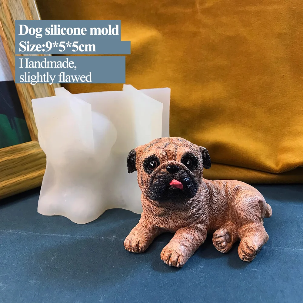 Dog mold drop glue aromatherapy plaster handmade DIY three-dimensional mold cute Pug dog silicone grinding tools