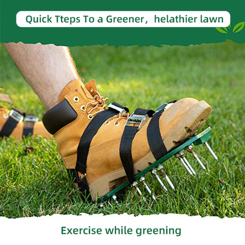 Garden Nail Shoes Strap Grass Loose Soil Tool Lawn Aerator Grass Spikes Shoes Strap Nylon Durable Gardening Scarifier 8Pcs
