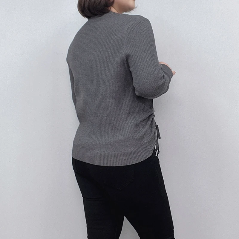 Women's Long Sleeve Knitted Sweater, Loose Button, Drawstring Jumpers, Casual Pullovers, Plus Size, Autumn, Winter, New, 2024