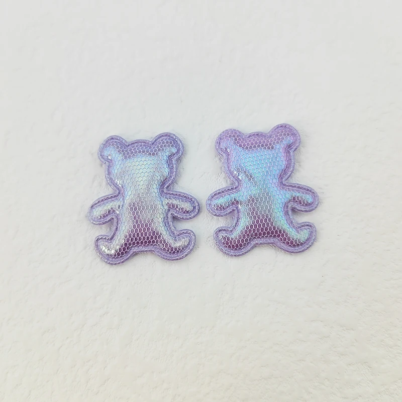 60pcs 2.8*3,2 cm glänzende Bären applikation gepolsterte Patches für Kleidung Hut Handwerk Näh zubehör DIY Kopf bedeckung Haars pangen Bogen Dekor – Detail 8