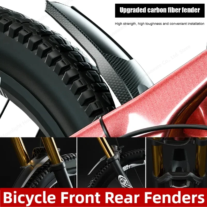 2pcs Bicycle Fenders Hard Shell Front/Rear Tire Wheel Fenders Carbon Fiber Mudguard MTB Mountain Bike Road Cycling Fix Gear