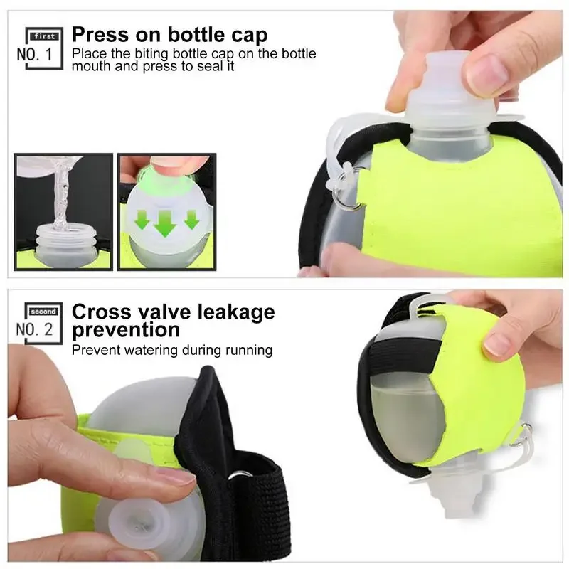 Sports Water Bottle Portable Water Bottle Sport Wrist Silicone Running Hands Free Foldable Leakproof