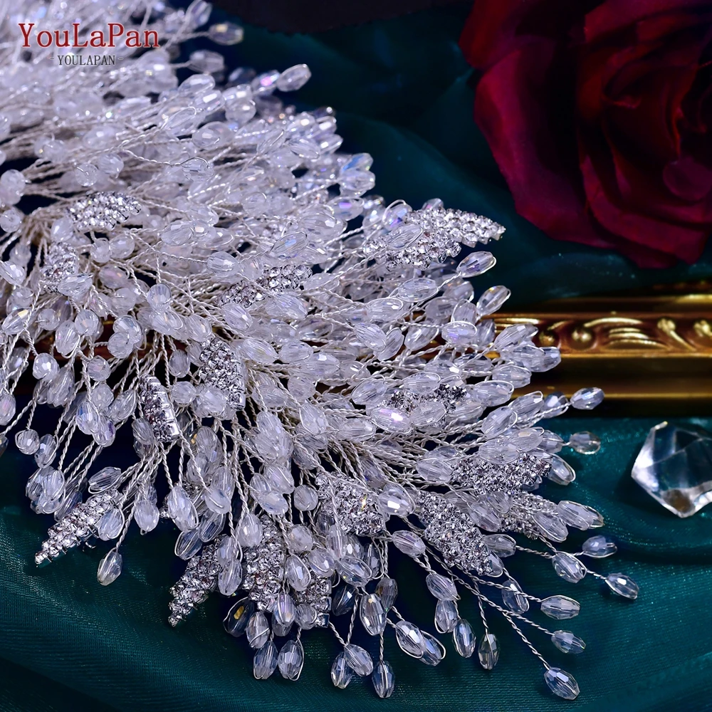 TOPQUEEN Handgemachte Kristall Braut Stirnband Strass Braut Kopfschmuck Elegante Frauen Haarbänder für Hochzeit Zubehör HP397 – Detail 6