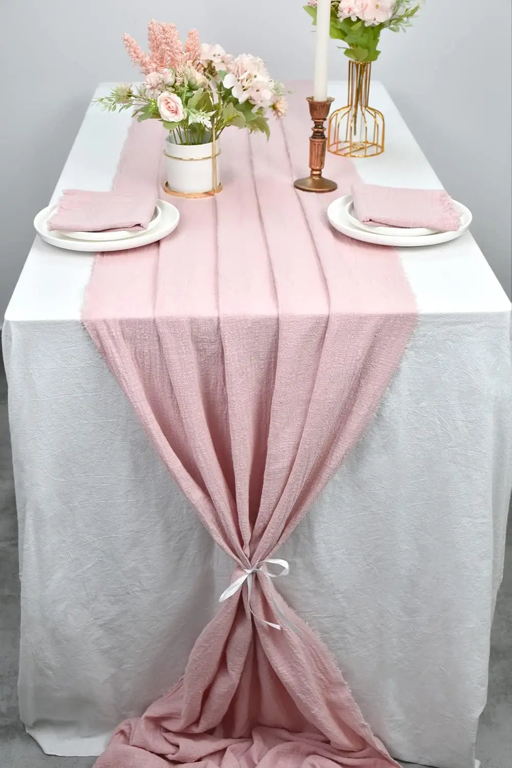 

2023 Wedding Table Runner Cotton Soft Gauzy CottonFabric Rustic Country Bohemian BeachWedding Christmas Decor
