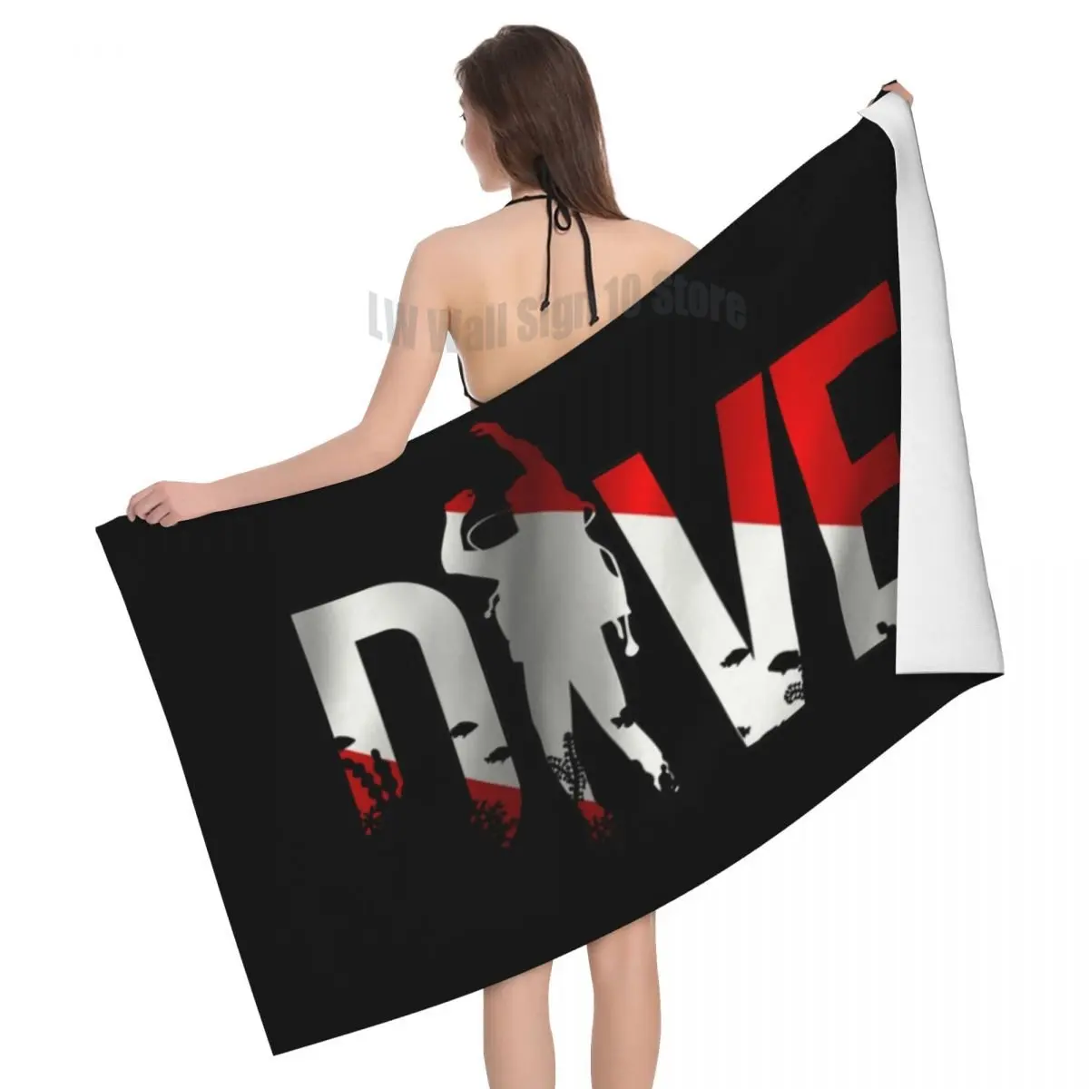 ScubaDivingAndSnorkellingSportsBeachTowelCustomizedDIVEScubaDiverSuperSoft