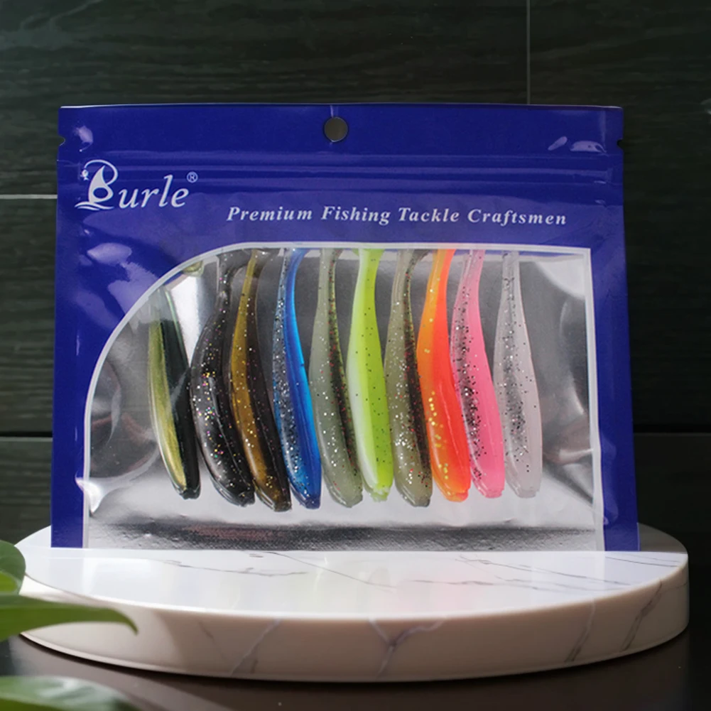 10-100PCS 9CM/7CM Tail Worm Soft Bait Artificial Bait 3