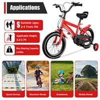 Vélo d'apprentissage rouge pour enfants de 14 pouces, vélo pour enfants avec 2 roues d'apprentissage réglables, vélo d'exercice pour enfants 2
