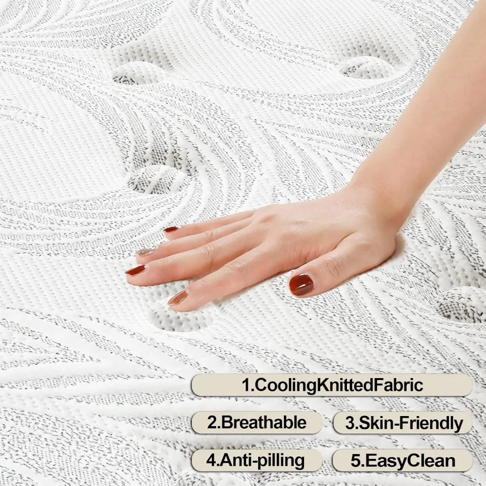Queen Size Mattress 12 Inch Medium Firm Gel Infused Memory Foam and Pocket Spring Hybrid Mattresses for Cool Sleep Relieving Pr 3