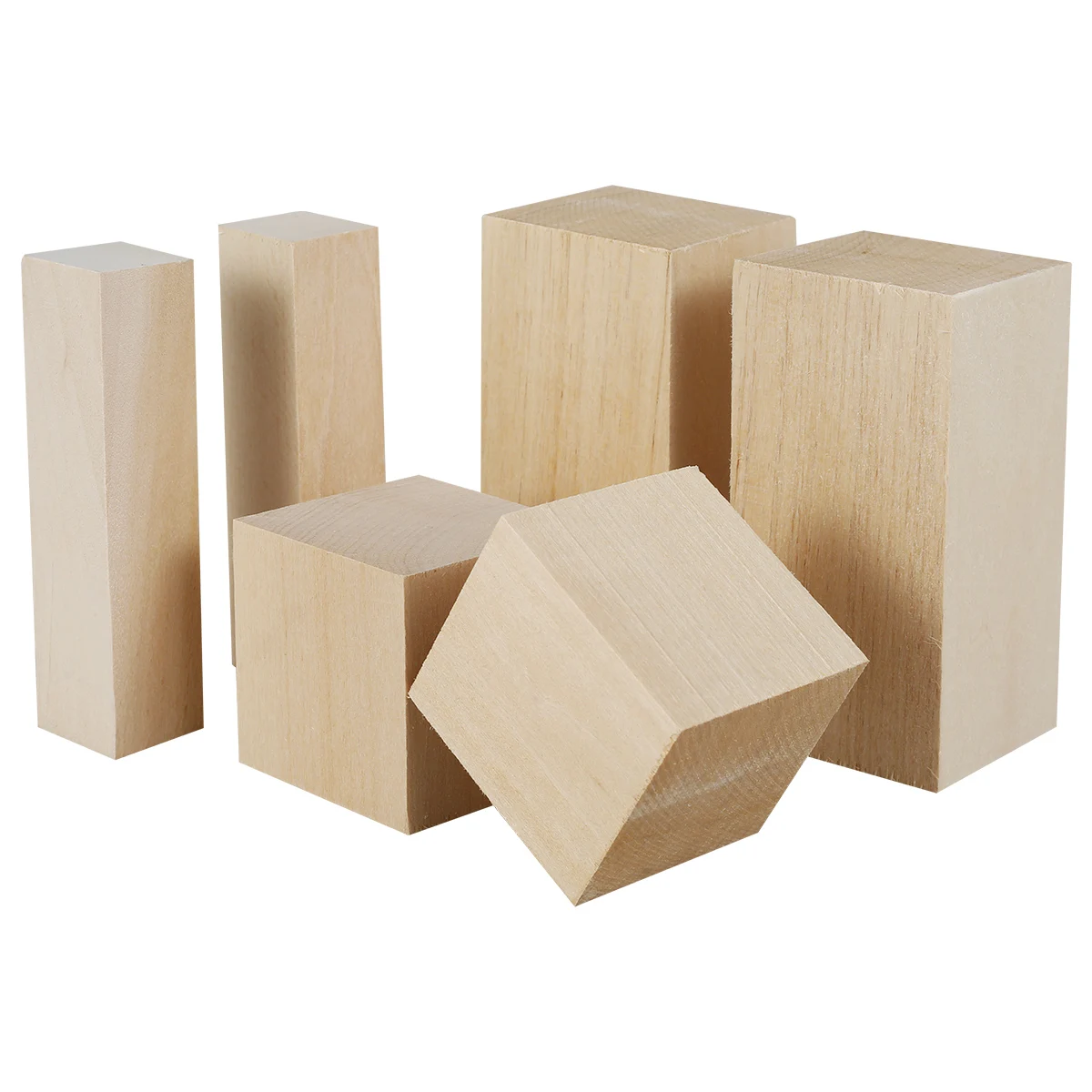 6 Pack Basswood Carving Blocks Kit, 6 x 2 x 2 Inch Unfinished Bass