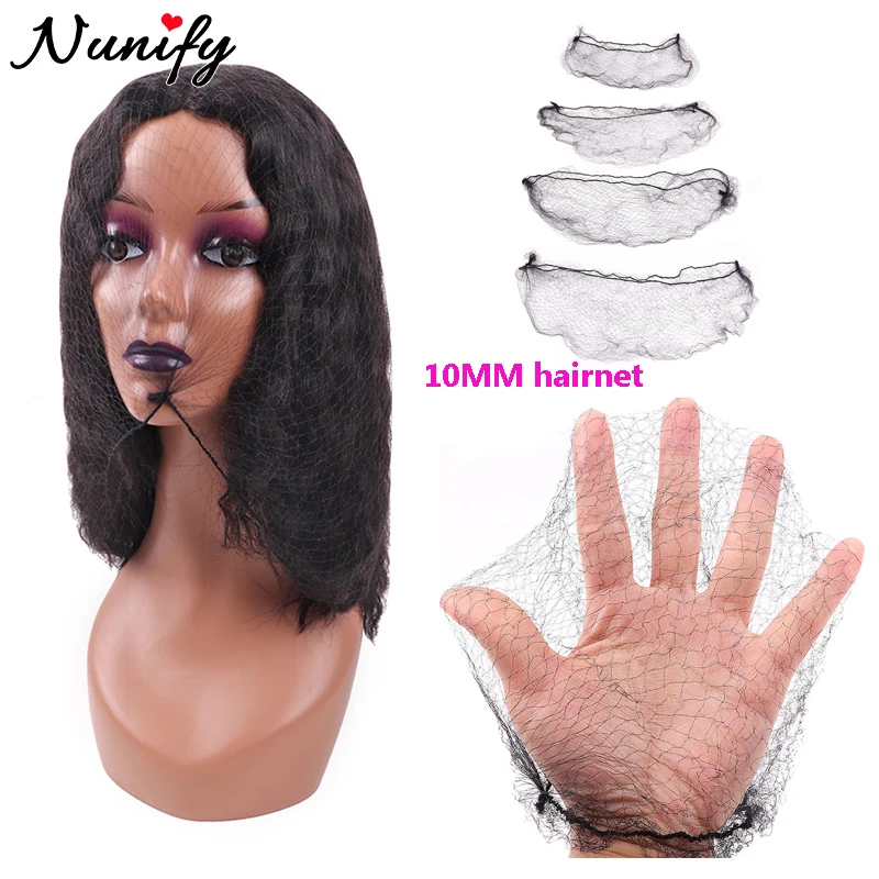 

10Mm Hair Net For Hair Bundles 100Pcs Elasticity Hair Nets 18Inch Invisible Elastic Mesh Wig Cap For Ballet Bun Wig Accessories