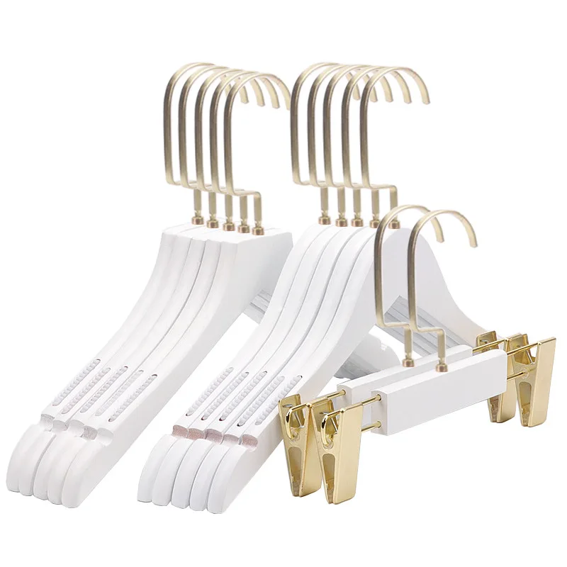 5pcs/lot Adult Wood Hanger White Wooden Hangers For Clothes Rack Women