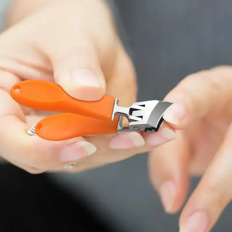 Curved Nail Clippers Anti Splash Fingernail Toenail Clippers Wide Jaw Opening Slanted Long Handle No Splash Fingernail Clippers 3