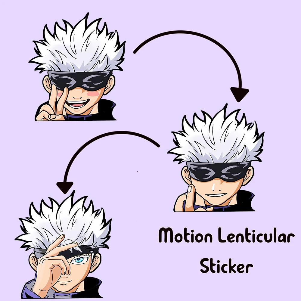 Jujutsu Kaisen Lenticular Sticker Gojo Satoru Motion Laptop Stickers Waterproof Decals for Cars Suitcase Refrigerator Etc Gift