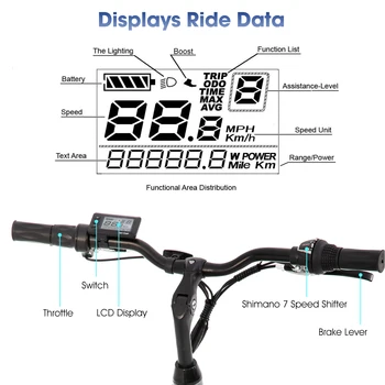 HILAND electric road bike, detachable lithium battery, commuting electric bike, Including shelves, 250W, with LCD display 5