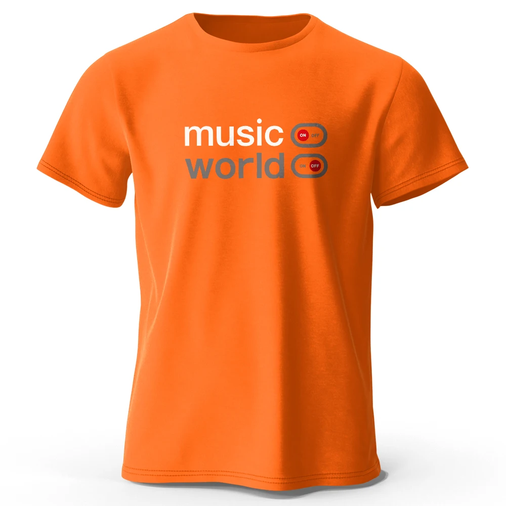 Men's Oversized Music World Graphic T-Shirt – 100% Cotton Summer Top