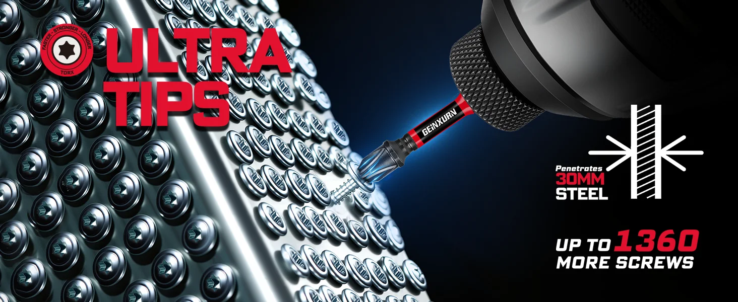 Geinxurn Ultra-Drehmoment-Bit-Set mit SL/PH/TORX/SQ/PZ, Hochharte Multi-Größen-Schraubendreher-Bits, Sechskant-Schlagschrauber-Bits für Schnellarbeiten – Detail 4