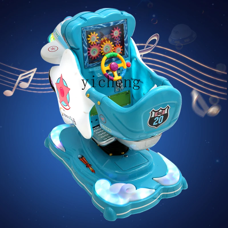 Tqh Children Coin Kiddie Ride Seesaw Rocking Horse Treasure Aircraft Swing Machine Watch Animation Motor