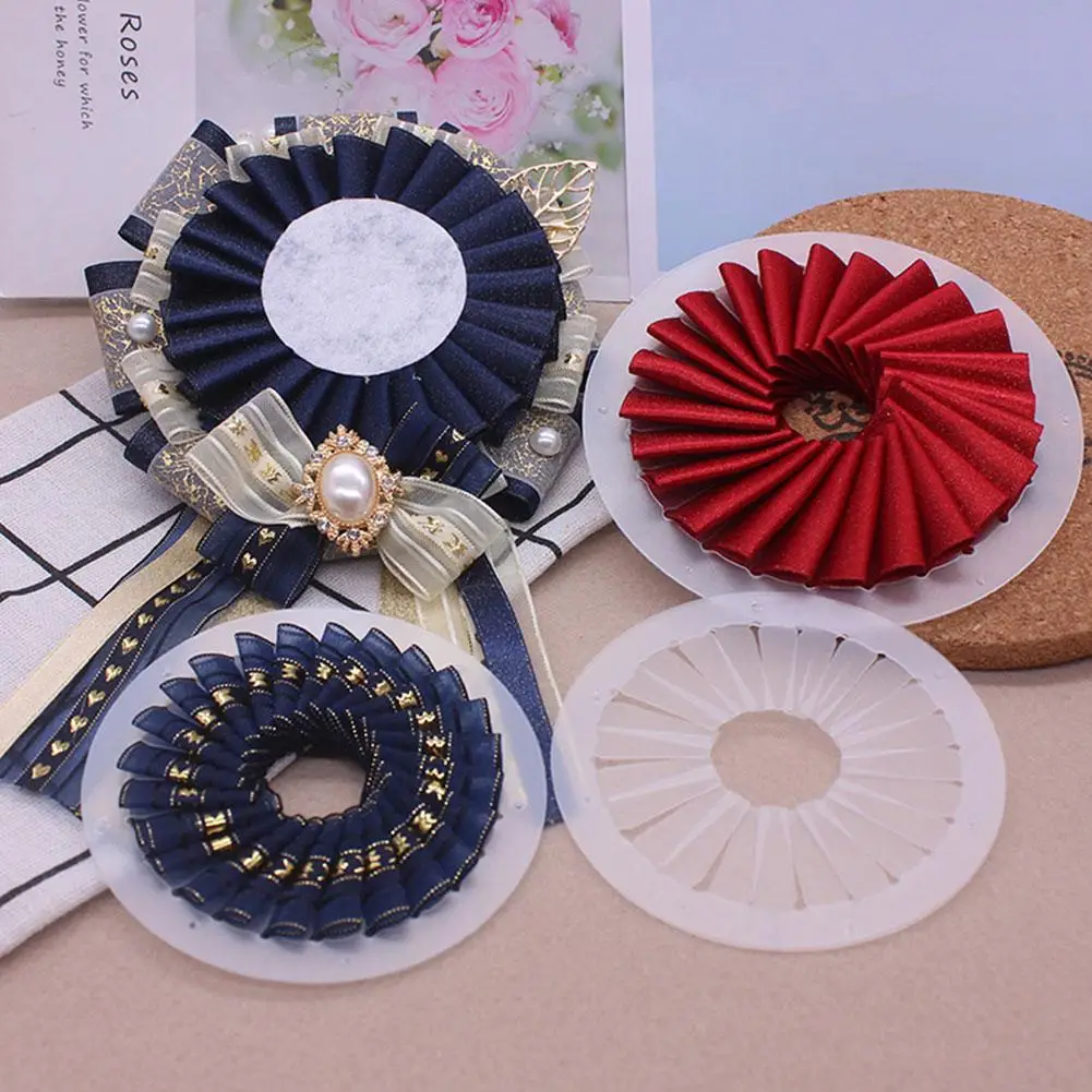 DIY 리본 로제트 제작 도구, 플라스틱 브로치 배지 주름잡기 도구, 로리타 배지용 수제 공예 몰드, 헤어 액세서리