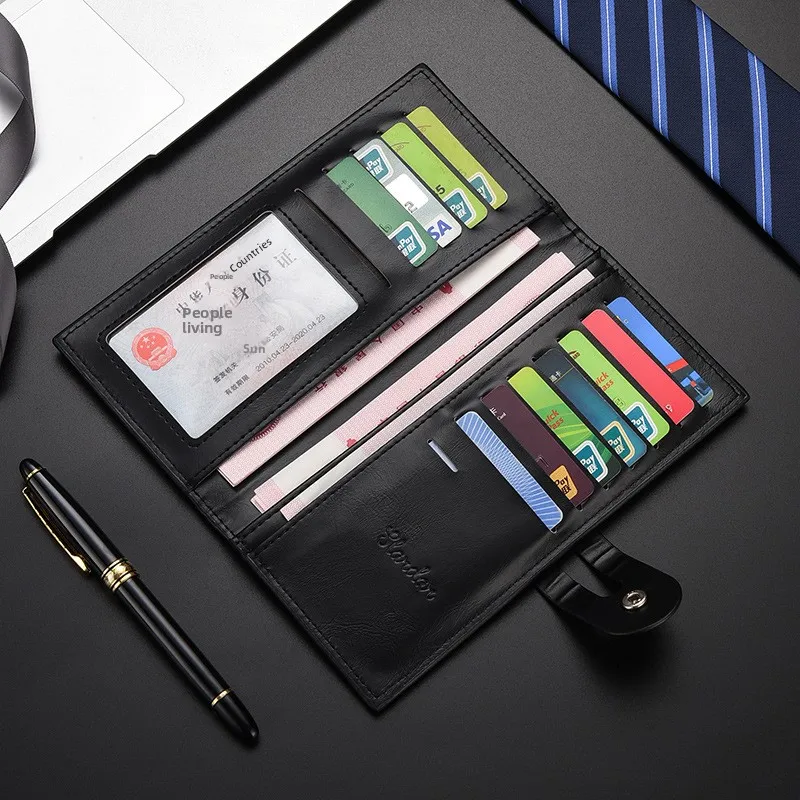 New men's wallet long with buckle thin card bag integrated wallet wallet wallet