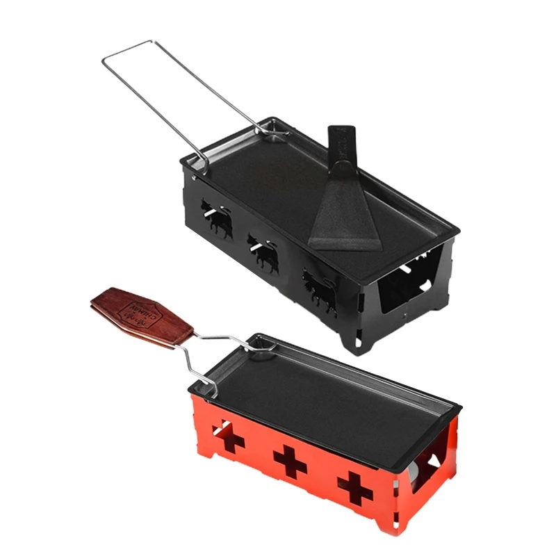 

2024 New Portable Cheese Raclette Pan Oven Grill Plate Rotaster Baking Tray Stove Spatula