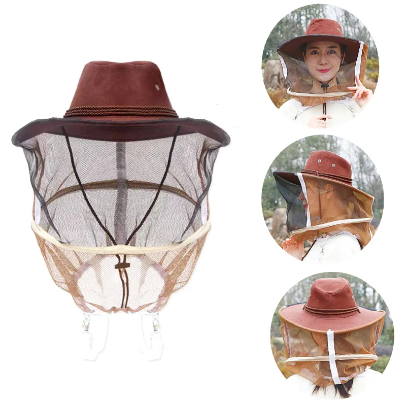 Beekeeping Cowboy Hat Beekeeping Protector Cap Beekeeper Fly Insect Net Cowboy Comfortable Design Anti bee Hat