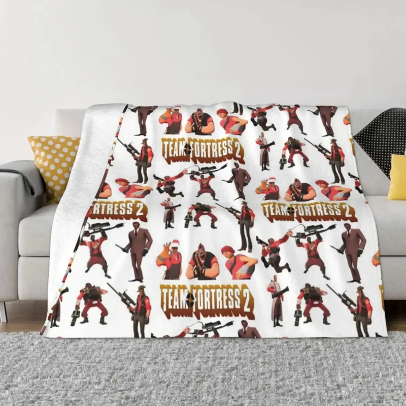 

Team Fortress 2 - All Characters / Classes with TF2 Logo Throw Blanket For Sofa halloween blanket