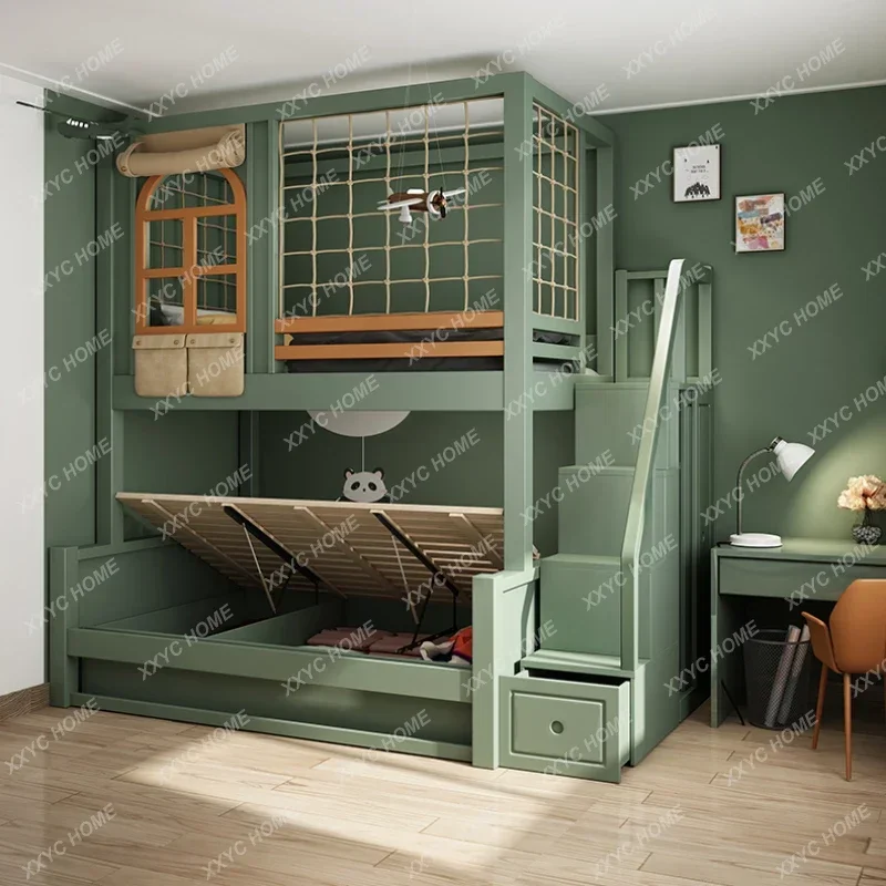 Children Beds Double Storage Space Loft Foldable Bunk Slide Design Mueble Infantil Bedroom Furniture