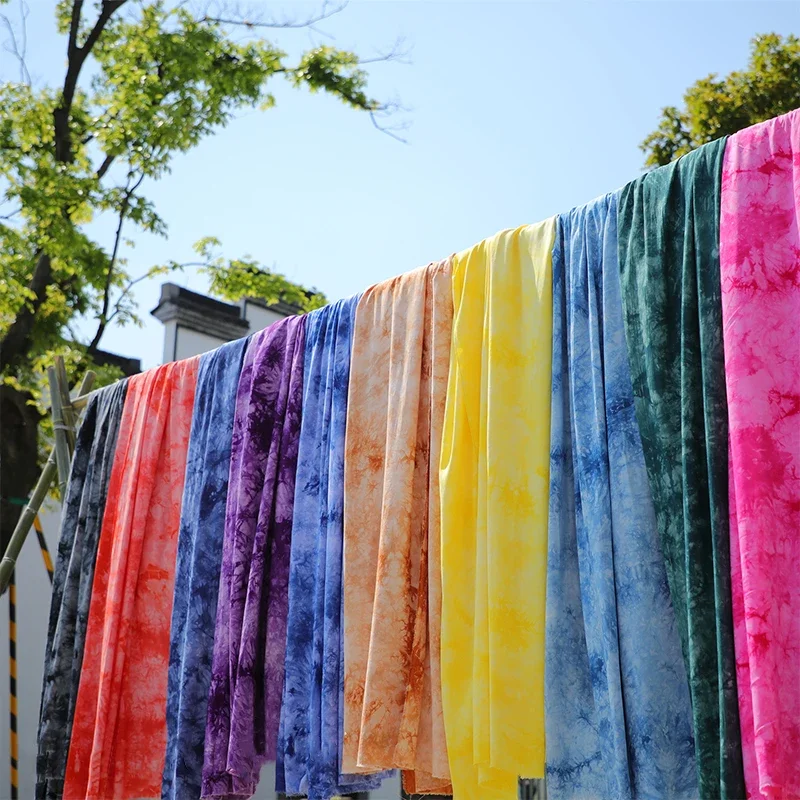 Handmade Tie-Dye Cotton Silk Fabric Ethnic Style Artificial Cotton Fabric Ancient Tea Table Background Curtain Decoration Cloth