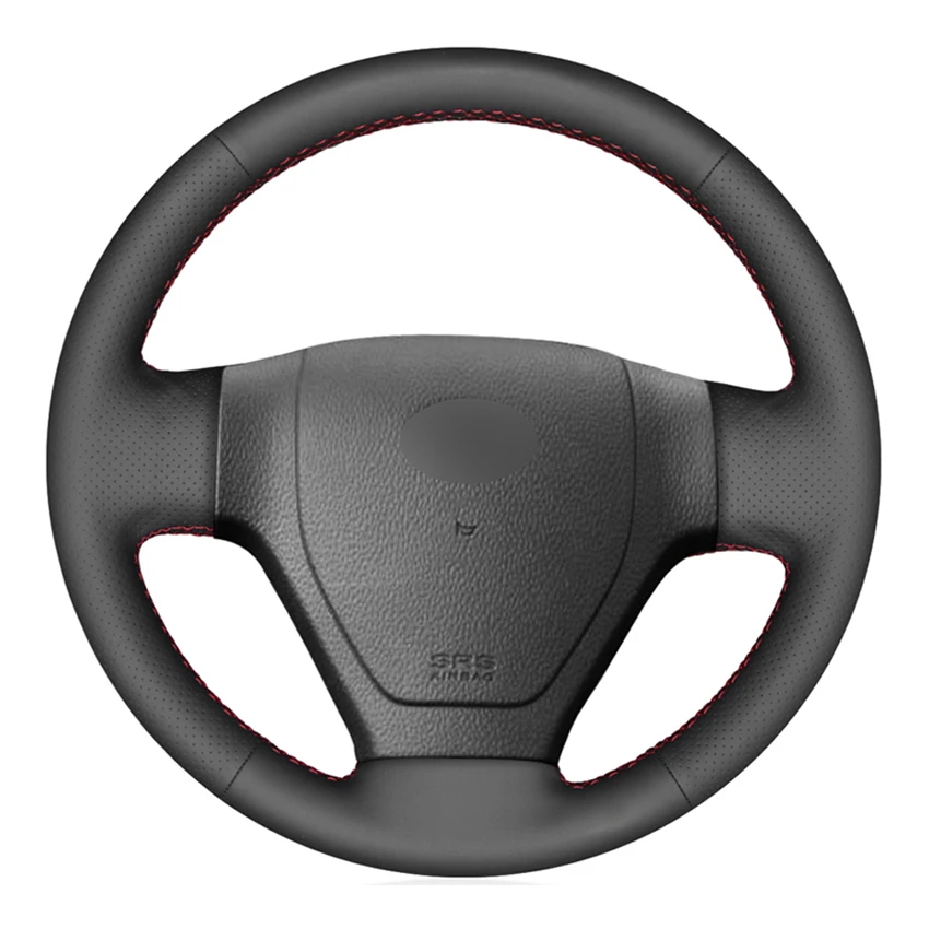 Black PU Faux Leather Hand stitched Car Steering Wheel Cover for