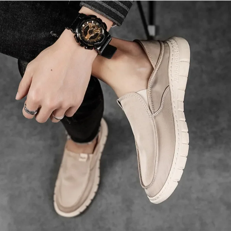 Men's CasualShoes 2024New Fashion Outdoor Walking Flats Comfortable Slip on Loafers Lightweight Sneakers Solid color Board Shoe 6