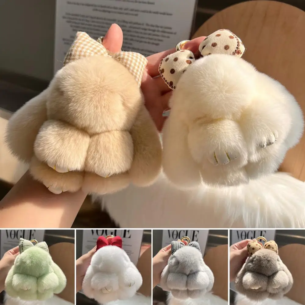 솜털 토끼 키 체인, 사랑스러운 봉제 토끼 인형, DIY 핸드백, 배낭 장식, 어린이용