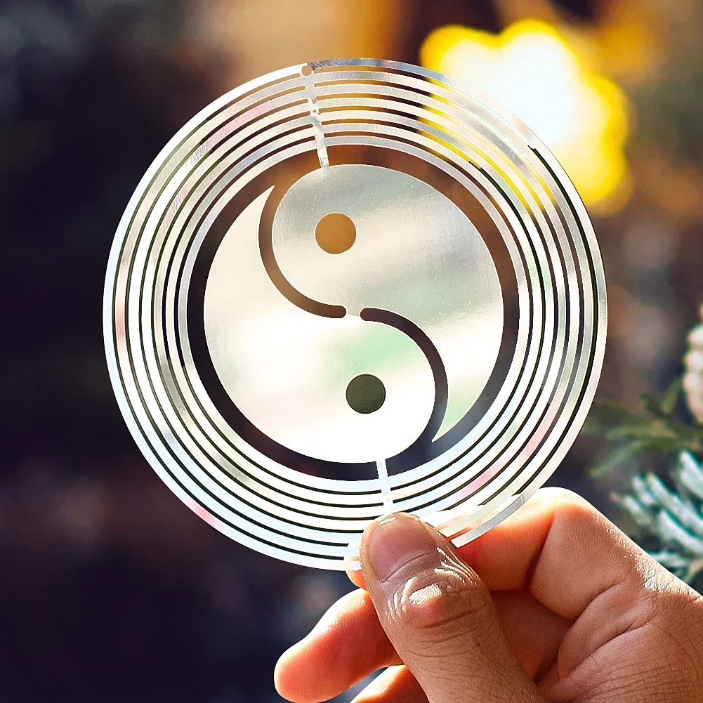 Wind chimes wind chime Taoist Circular Three-dimensional Stainless Steel Wind Chimes Taiji Yin and Yang Reflective Outdoor Garden Hanging Ornaments