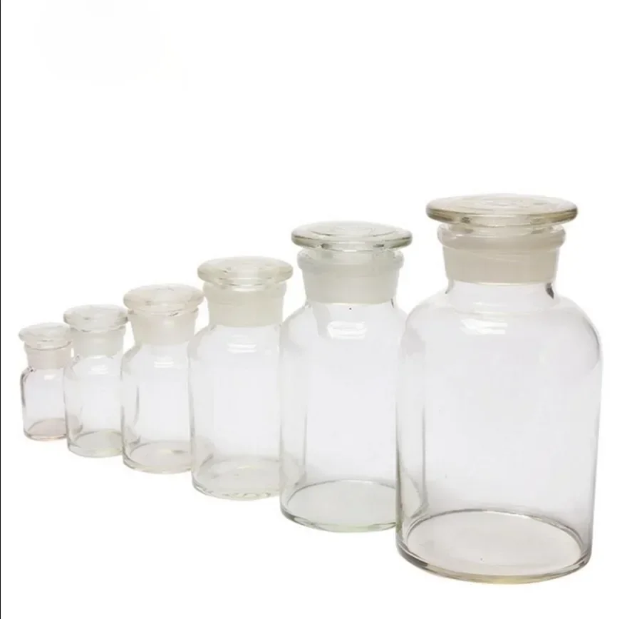 Lab reagent bottle 30ml 60ml 125ml 250ml 500ml 1000ml 2500ml Clear Glass Jar Chemical laboratory wide mouth 1pcs lab glass supplies,lab reagent bottle
