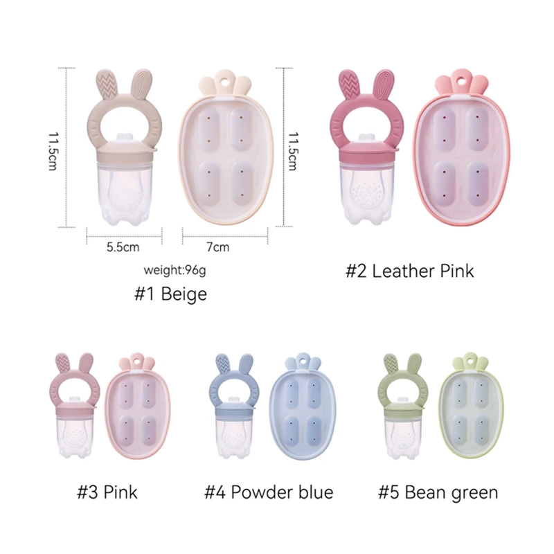 Bunny Animal Design Fruit Feeder Set Breast Milk Freezer Tray Food Soup Silicone Vegetable Feeder Nursing Toddler Teething Toy 6
