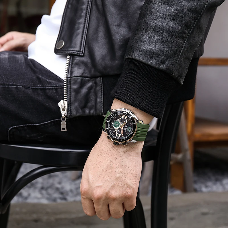 MEGIR New Fashion Silicone Strap Quartz Watch Men Sports Waterproof Chronograph Mens Watches Top Brand Luxury Relogio Masculino