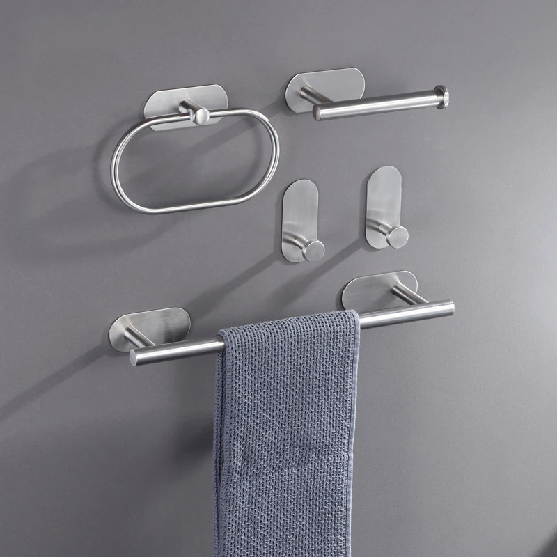 Toilet paper holder towel hook bathroom hardware set bathroom hardware accessories YCRAYS no drilling brushed bathroom accessories sets toilet tissue roll paper holder towel rack bar rail ring robe hook hardware