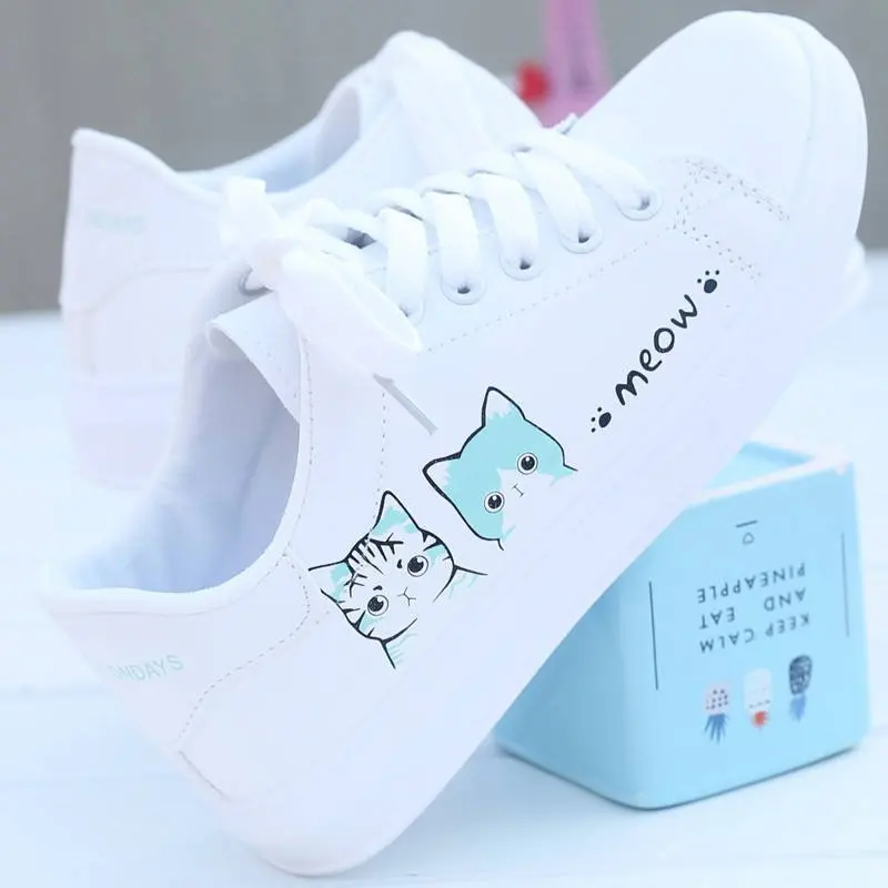 

2021 Summer New Spring Tenis Feminino Lace-up White Shoes Woman PU Leather Solid Color Female Shoes Casual Women Shoes Sneakers