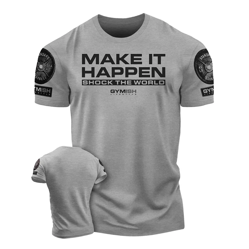 Fashion Mens 3D Printed Workout T-shirts Summer Short Sleeve Gym Sports