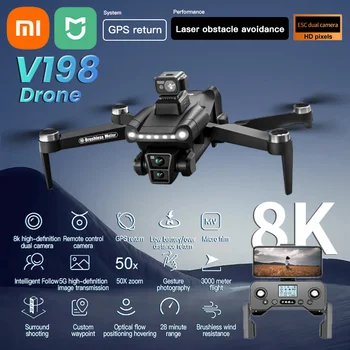 Drone Xiaomi Mjia V198GPS 4K Professionale FPV Brushless con Evitamento Ostacoli Laser, Quadricottero Pieghevole Mini 8K